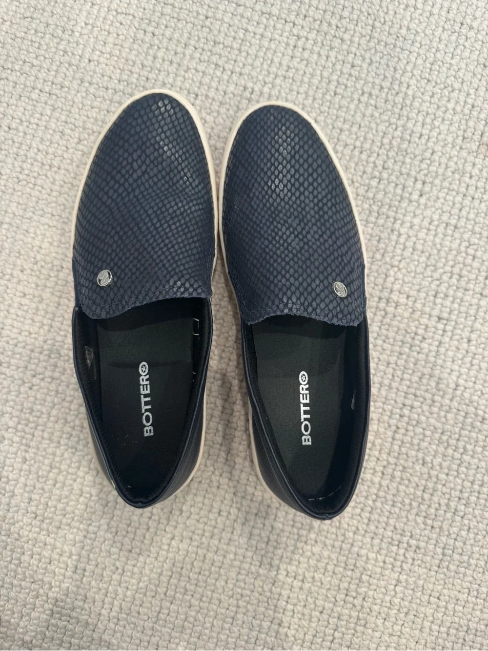 Navy Slip-On Loafers with Textured Upper